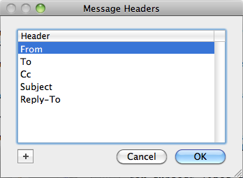 Message Headers window